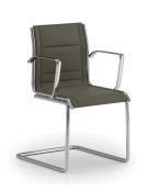 Poltrona visitatore a slitta con braccioli - sedile e schienale imbottito e rivestimento ignifugo - Certificata CAM