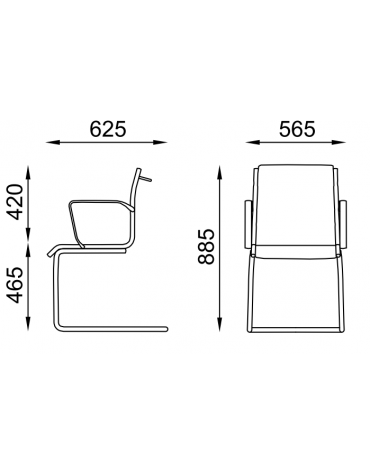 Poltrona visitatore a slitta con braccioli - sedile e schienale imbottito e rivestimento ignifugo - Certificata CAM