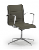 Poltrona visitatore girevole su base 4 razze con braccioli  - sedile e schienale imbottito e rivestimento ignifugo - CAM