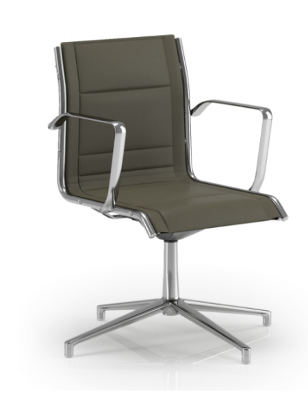 Poltrona visitatore girevole su base 4 razze con braccioli  - sedile e schienale imbottito e rivestimento ignifugo - CAM