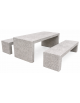 Set pic nic in cemento colore Bianco sabbiato - composto da 1 tavolo cm 200x80x80h e 2 panche cm 200x50x50h - Conforme ai CAM