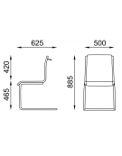 Poltrona visitatore a slitta, struttura in alluminio - imbottitura separata e rivestimento ignifugo -  CAM