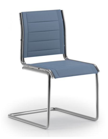 Poltrona visitatore a slitta, struttura in alluminio - imbottitura separata e rivestimento ignifugo -  CAM