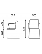 Poltrona visitatore a slitta con braccioli, struttura in alluminio - imbottitura separata e rivestimento ignifugo - CAM