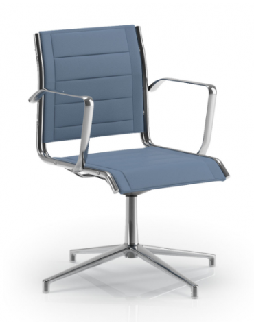 Poltrona visitatore girevole  con braccioli e base 4 razze - imbottitura separata e rivestimento ignifugo -  CAM