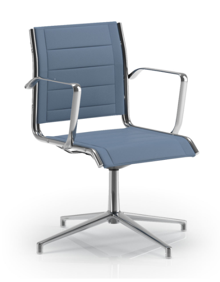 Poltrona visitatore girevole  con braccioli e base 4 razze - imbottitura separata e rivestimento ignifugo -  CAM