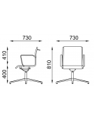 Poltrona visitatore girevole  con braccioli e base 4 razze - imbottitura separata e rivestimento ignifugo -  CAM