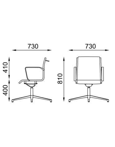 Poltrona visitatore girevole  con braccioli e base 4 razze - imbottitura separata e rivestimento ignifugo -  CAM