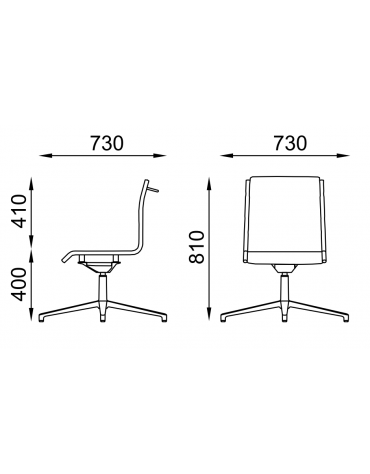 Poltrona visitatore girevole su base 4 razze - senza braccioli - imbottitura separata e rivestimento ignifugo -  CAM