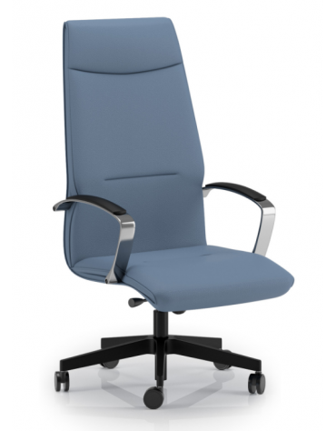 Poltrona direzionale con braccioli - rivestimento in Ecopelle o Poliestere ignifugo - Meccanismo a gas oscillante - CAM