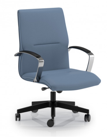 Poltrona semidirezionale con braccioli - rivestimento in Ecopelle o Poliestere ignifugo - Meccanismo a gas oscillante - CAM