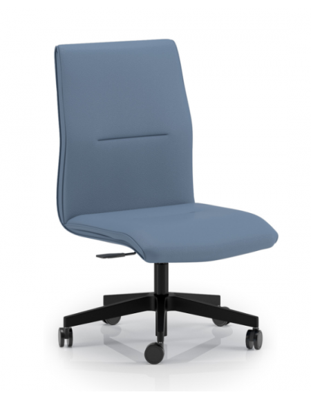 Poltrona visitatore girevole, senza braccioli - rivestimento in Ecopelle o Poliestere ignifugo - Meccanismo a gas oscillante