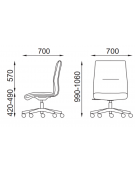 Poltrona visitatore girevole, senza braccioli - rivestimento in Ecopelle o Poliestere ignifugo - Meccanismo a gas oscillante