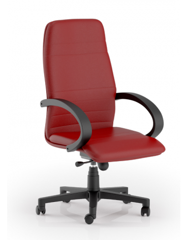 Poltrona direzionale con braccioli - rivestimento in Ecopelle o Poliestere ignifugo - Meccanismo a gas oscillante - CAM