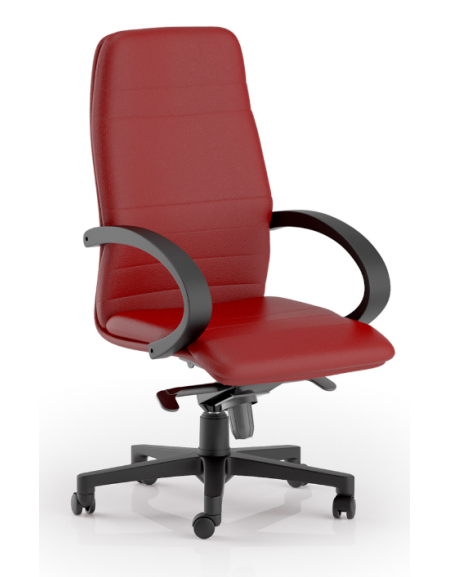 Poltrona direzionale con braccioli - rivestimento Ecopelle o Poliestere ignifugo - Gas oscillante con fulcro avanzato 