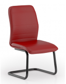 Poltrona visitatore a slitta con telaio nero, senza braccioli - rivestimento in Ecopelle o Poliestere ignifugo - CAM