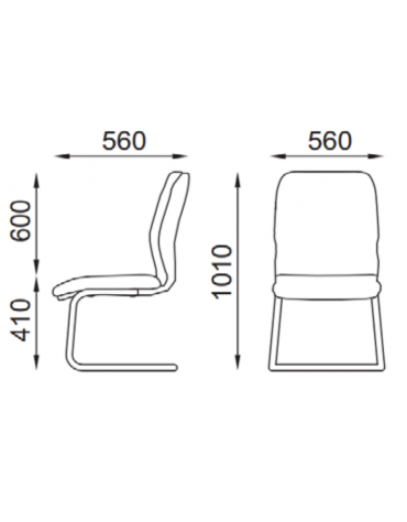 Poltrona visitatore a slitta con telaio nero, senza braccioli - rivestimento in Ecopelle o Poliestere ignifugo - CAM