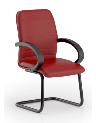 Poltrona visitatore a slitta con telaio nero e braccioli - rivestimento in Ecopelle o Poliestere ignifugo - CAM