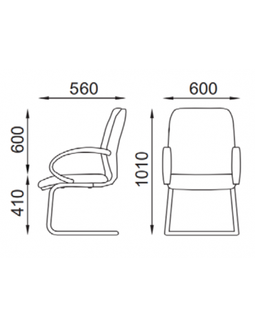 Poltrona visitatore a slitta con telaio cromato e braccioli - rivestimento in Ecopelle o Poliestere ignifugo - CAM