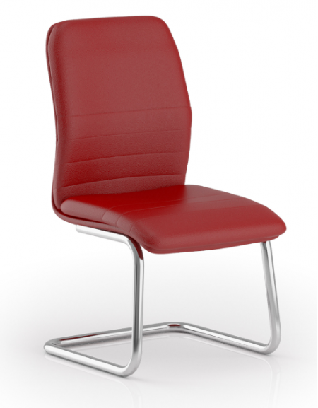 Poltrona visitatore a slitta con telaio cromato, senza braccioli - rivestimento in Ecopelle o Poliestere ignifugo - CAM