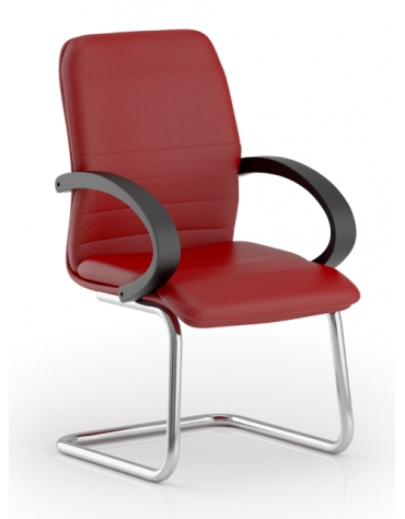 Poltrona visitatore a slitta con telaio cromato e braccioli - rivestimento in Ecopelle o Poliestere ignifugo - CAM
