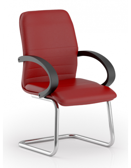 Poltrona visitatore a slitta con telaio cromato e braccioli - rivestimento in Ecopelle o Poliestere ignifugo - CAM