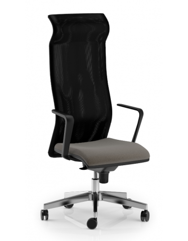 Sedia schienale super alto con braccioli in nylon nero - rivestimento ignifugo - Movimento sincronizzato - CAM