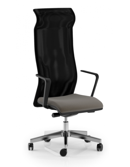 Sedia schienale super alto con braccioli in nylon nero - rivestimento ignifugo - Movimento sincronizzato con traslatore