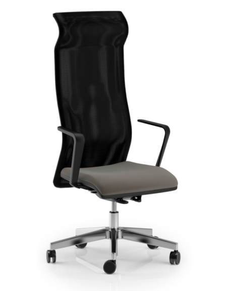 Sedia schienale super alto con braccioli in nylon nero - rivestimento ignifugo - Movimento sincronizzato autobalance