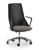 Sedia schienale alto a rete con braccioli in nylon nero - rivestimento ignifugo - Movimento gas oscillante - CAM