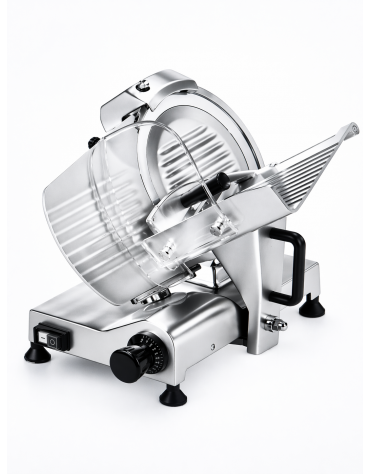 Affettatrice professionale a gravità lama 30 in alluminio anodizzato, A NORME CE - Affilatoio fisso - Lunghezza aglio cm165x175h
