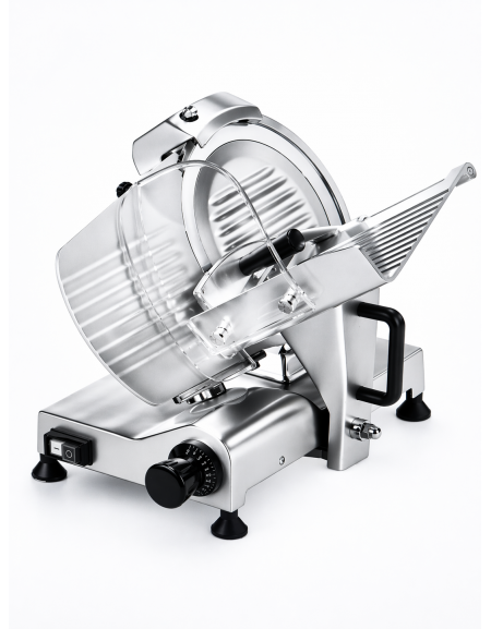 Affettatrice professionale a gravità lama 30 in alluminio anodizzato, A NORME CE - Affilatoio fisso - Lunghezza aglio cm165x175h
