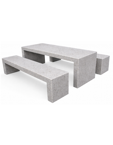 Set pic nic in cemento colore Grigio pietra c/trattamento IDROREPELLENTE - 1 tavolo cm 200x80x80h e 2 panche cm 200x50x50h - CAM