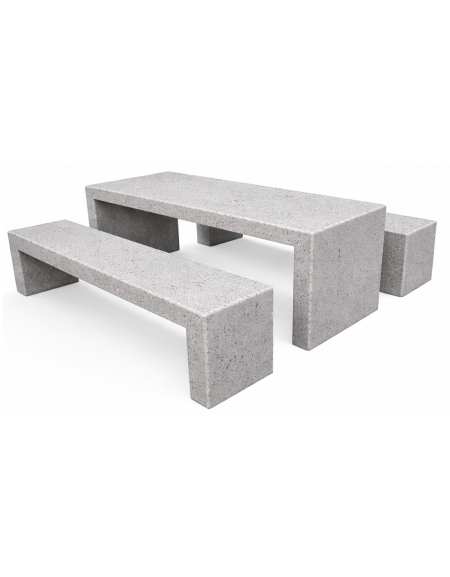 Set pic nic in cemento colore Grigio pietra c/trattamento IDROREPELLENTE - 1 tavolo cm 200x80x80h e 2 panche cm 200x50x50h - CAM