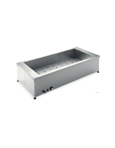 Tavola calda da banco in acciaio inox con griglia fondo - capacità 3 x 1/1 GN cm 114x60x34h