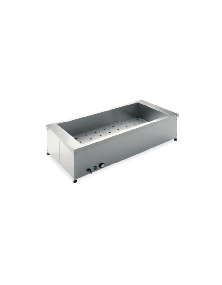 Tavola calda da banco in acciaio inox con griglia fondo - capacità 3 x 1/1 GN cm 114x60x34h