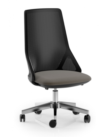 Sedia schienale alto a rete - telaio nero - senza braccioli -rivestimento ignifugo - Movimento gas oscillante - CAM
