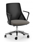 Sedia schienale basso a rete con braccioli in nylon nero - rivestimento ignifugo - Movimento gas oscillante - CAM