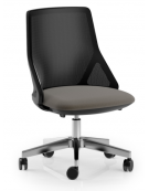 Sedia schienale basso a rete - telaio nero - senza braccioli -rivestimento ignifugo - Movimento gas oscillante - CAM