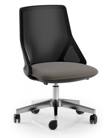 Sedia schienale basso a rete - telaio nero - senza braccioli -rivestimento ignifugo - Movimento gas oscillante - CAM