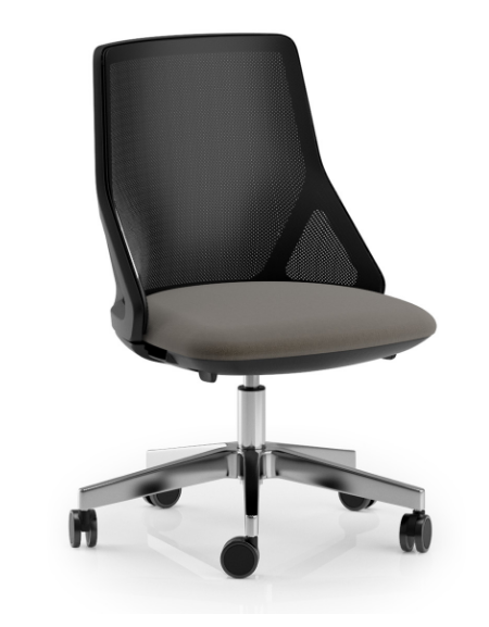 Sedia schienale basso a rete - telaio nero - senza braccioli -rivestimento ignifugo - Movimento gas oscillante - CAM