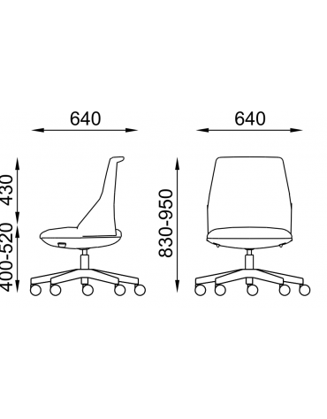 Sedia schienale basso a rete - telaio nero - senza braccioli -rivestimento ignifugo - Movimento gas oscillante - CAM