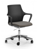 Poltrona schienale in nylon nero con braccioli - rivestimento in Ecopelle o Poliestere ignifugo - Certificata CAM