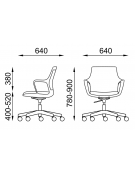 Poltrona schienale in nylon nero con braccioli - rivestimento in Ecopelle o Poliestere ignifugo - Certificata CAM