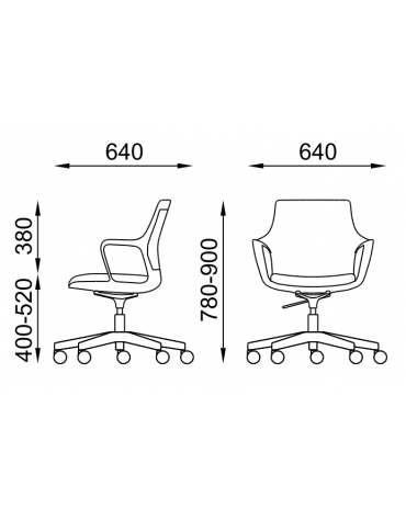 Poltrona schienale in nylon nero con braccioli - rivestimento in Ecopelle o Poliestere ignifugo - Certificata CAM