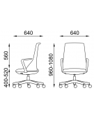 Sedia schienale alto a rete con braccioli in nylon bianco - rivestimento ignifugo - Movimento gas oscillante - CAM