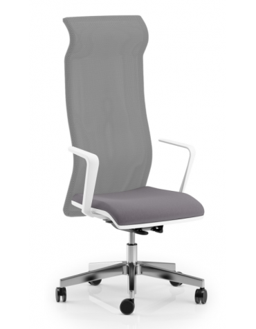 Sedia schienale super alto con braccioli in nylon bianco - rivestimento ignifugo - Movimento sincronizzato autobalance