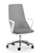 Sedia schienale alto a rete con braccioli in nylon bianco - rivestimento ignifugo - Movimento gas oscillante - CAM