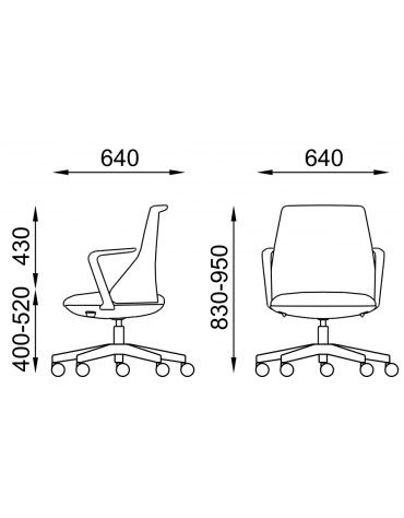 Sedia schienale basso a rete con braccioli in nylon bianco - rivestimento ignifugo - Movimento gas oscillante - CAM