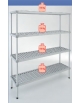 Scaffale con montanti in alluminio e 4 ripiani in polietilene per cella frigorifera o magazzino cm 170x50x200h